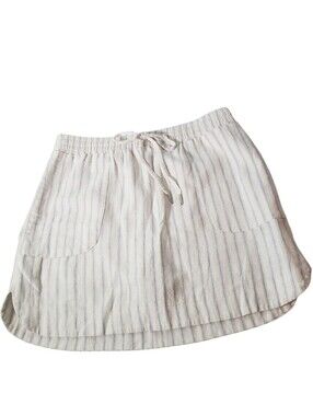 Attyre Ivory Blue Stripe Mini Skort 8 Linen Blend Sporty Natural Preppy Resort